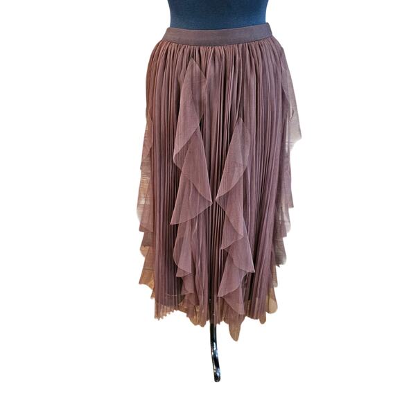 Zero Degrees Celsius New York High Waisted Ruffle Hem Pleated Skirt Sz L $160 - Picture 1 of 8